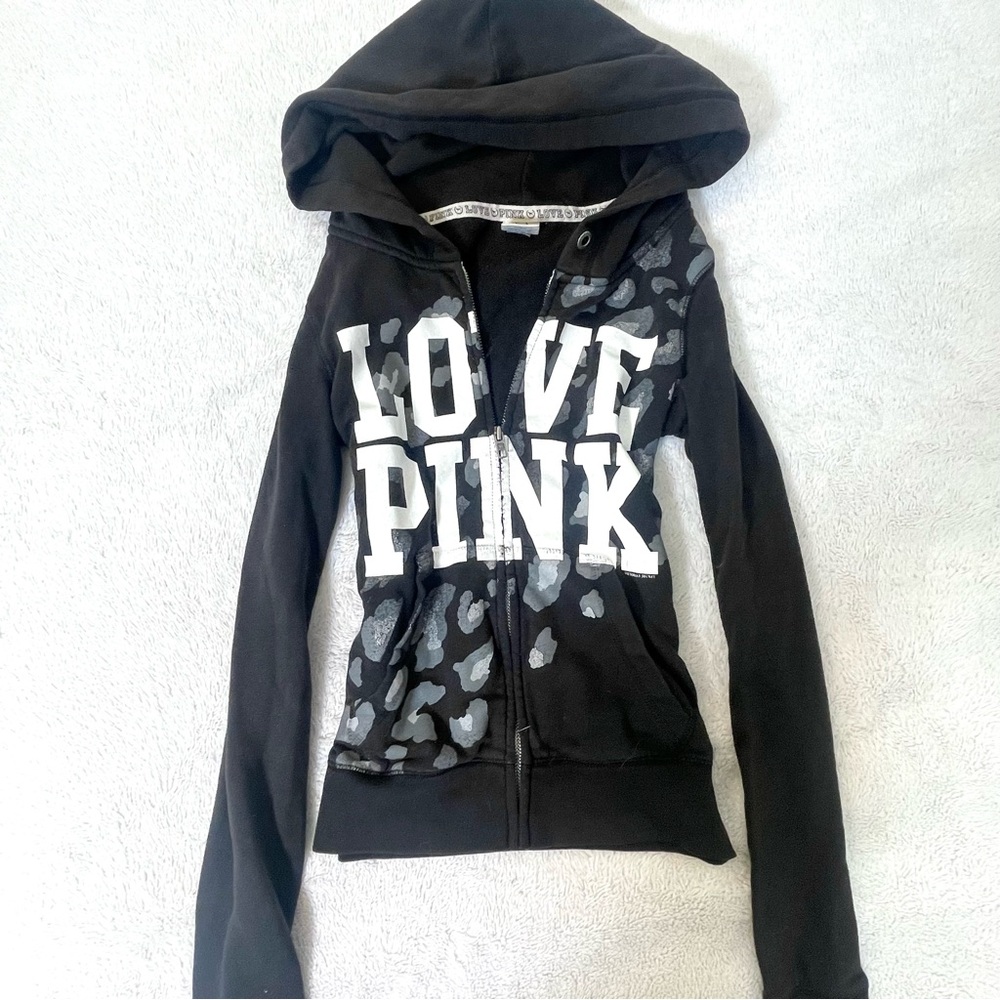 SOLD!! PINK Victoria's Secret Black and Gray Leopard Print Jacket